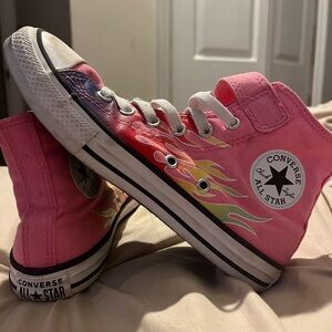 Converse Kids' Pink Sneakers with Colorful Flames